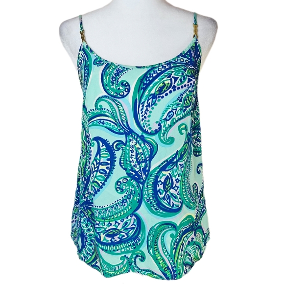 Lilly Pulitzer 100% Silk Paisley Tank Camisole Women's Small Preppy Resortwear - Picture 1 of 10